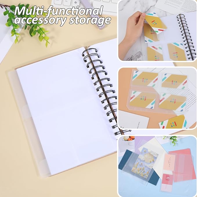 A5 Binder Pockets, 12Pcs A5 Size 6 Holes Binder Inserts, Waterproof Inserts Sleeves Premium Clear Binder Zipper Folders Document Filing Bags for 6-Ring Notebook Binder Loose Leaf Bags, Clear