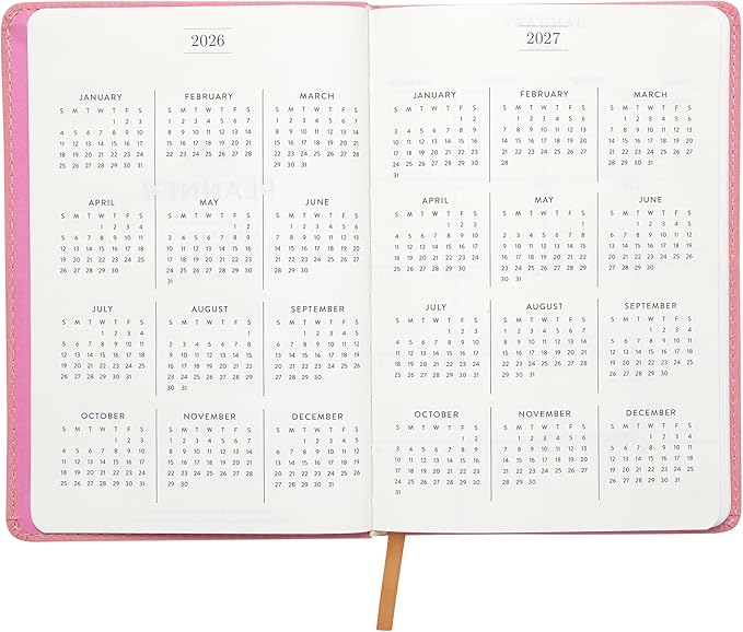 WORLD TRAVELER 2026 Planner - Weekly and Monthly Planner - 6x8 Planning Notebook & Calendar Agenda with Pen, Pink Textured