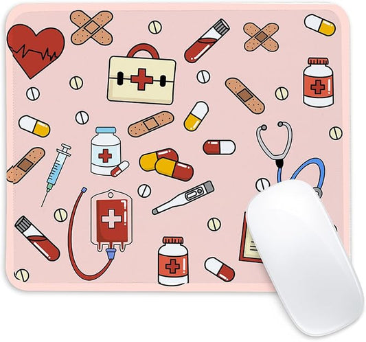 Nurse Square Mouse Pad,Non-Slip Rubber Base Mouse Pad,Home Office Decoration Desktop Accessory,Laptop Mouse Pad for Office Laptops,9.4x7.8x0.12inch.