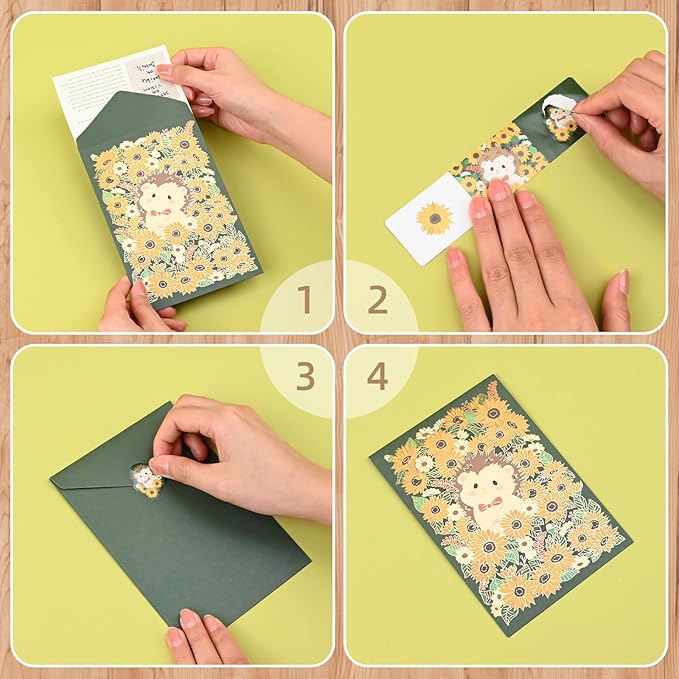 BAYTORY 36Pcs Stationery Paper and Envelopes Set, Cute Animal Patterns Envelope, Love Letter Papers Letter Writing Kit, 18 Paper Sheets + 9 Envelopes (Sheep, Hedgehog, Fox)