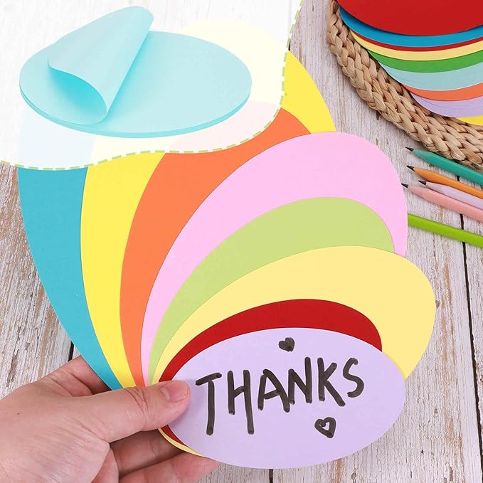 MECCANIXITY 30pcs Oval Card Stock 5 Inch 50lb/180gsm Thick Cutouts Coaster Paper for Craft Bulletin Board Decor, Light Blue