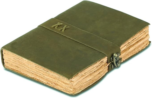 Vintage Leather Journal Handmade Buffalo Deckle Edge Paper – Leather Bound Journal for Women Men Vintage C-Lock Closure Ideal for Writing & Travel for Artists