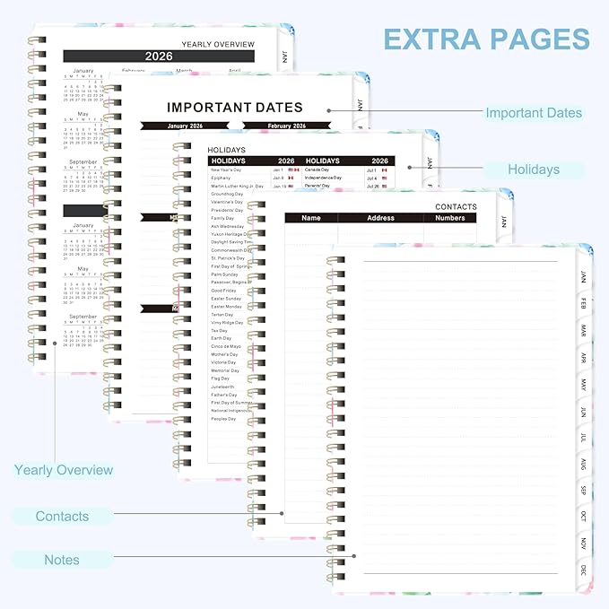 2026 Planner, Weekly and Monthly Calendar Planner Organizer, January-December, Academic Planning Agenda Book, Office School Home Suppiles for Women & Men, 6.3" × 8.5"