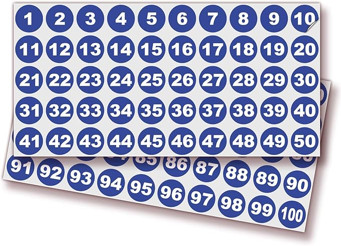 iSYFIX Blue Consecutive Number Stickers – 1 to 100, 1-inch, 1 Set – Vinyl Self Adhesive Premium Decal, Ideal for Inventory, Storage, Organizing, Boxes, Bins, Toolbox, Lockers & More, Indoor/Outdoor