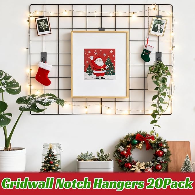 20 Pack Gridwall Hooks Hangers Metal Grid Wall Picture Hooks Grid Wall Accessory for Art Clothes Painting, Panel, Pegboard, Shelf, Commercial Display