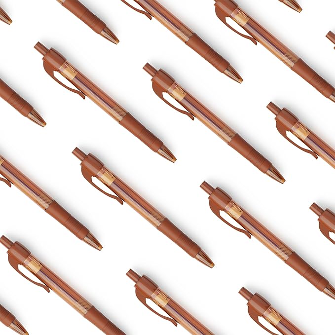 deegtran Pens Bulk, 30 Pack No Bleed Brown Ink Click Pens with Soft Grip, Wholesale Retractable Ballpoint Pens for Office School, Medium Point Smooth 1.0MM
