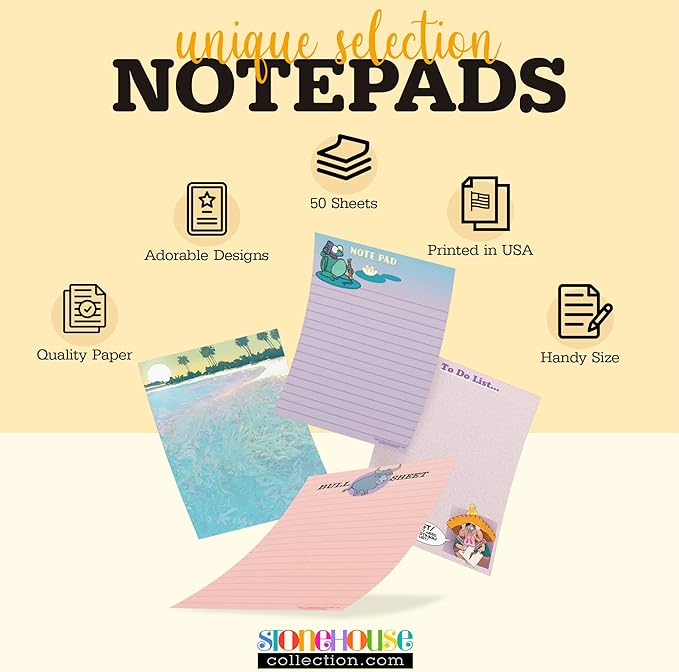 Stonehouse Collection | Floral Notepads | 4 To Do List Assorted Notepads | USA Made Blank Notepads (Floral)