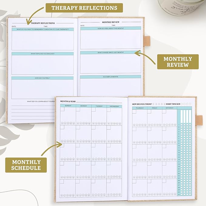 Mental Health Journal for Women and Men - Anxiety & Guided Journal with Mood & Habit Tracker - Take 5 Minuets Everyday - 91 Days Self Care Journal with Prompts, Begie