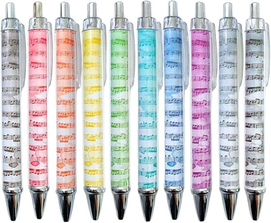 Music Pens 10 PC Unique Musical Party Favor Teacher Gift Romantic Themed Office Supplies Classroom Piano Enthusiasts Musician Cool Stationery Rainbow Vibes Bulk Perfect for Student Journals