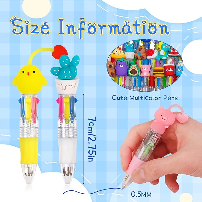 120Pcs Mini Multicolor Pens in One 4-in-1 Cute Pens Bulk, Ballpoint Pen for Birthdays and Parties, Fun Gifts Assorted Ink Kawaii Pen