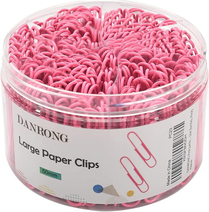 Pink Jumbo Paper Clips, 265pcs 2 Inch Paperclips,Large Pape Clips for Paperwork Ideal for Home, School and Office Use (2 in, Pink)