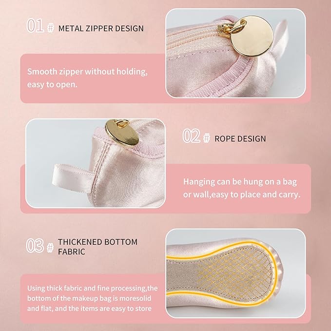 Ballet Shoe Pink Makeup Bag,Small Cosmetic Bag Dance Bag for Girls,Cute Makeup Bag for Purse Pencil Case Mini Bow Cosmetic Travel Makeup Brush Organizer,Dance Recital Gifts for Girls Ballerina Dancer