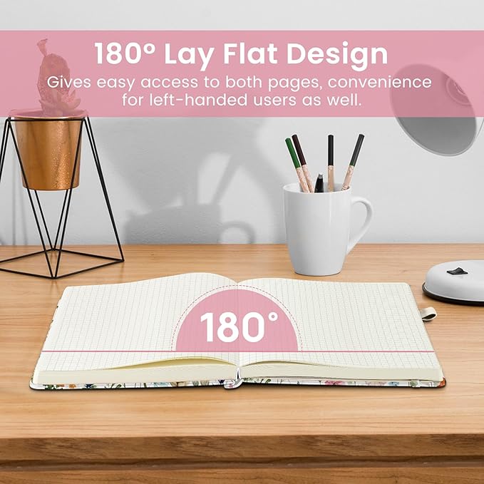 Taja Graph Journal Notebook for Women & Men, Hardcover Leather Journal for Writing, A5 Graph Paper Notebook for Planning & Tracking, Perfect for Office School Home Supplies, Garden
