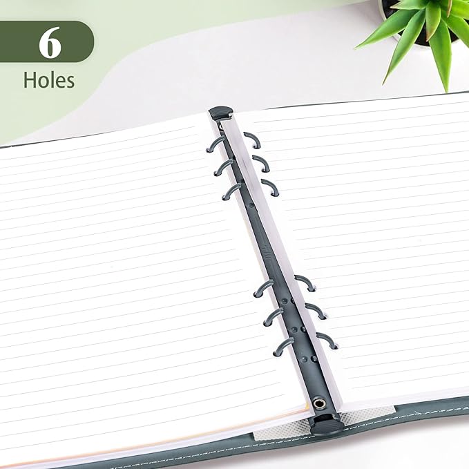 Planner Inserts for A6 Binder - Budget Planner Journals Notebook, 6 Ring Loose Leaf Lined Paper with Binder Dividers, 240 Pages (White Paper)
