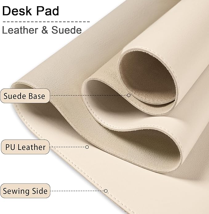 Non-Slip Desk Pad, 24" x 14" Large Mouse Pad, PU Leather Desk Mat with Suede, Laptop Desk Pad, Waterproof Keyboard Pad, Desk Blotter for Office/Home/Decor (Apricot)