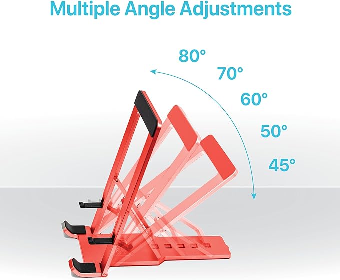 BLACK+DECKER Phone Stand for Desk - Folding Cell Phone Stand Holder - Adjustable and Portable, Folds Down Flat - for Office, Gaming, Bed, Travel - Phone Kickstand Compatible with iPhone (Coral Rose)