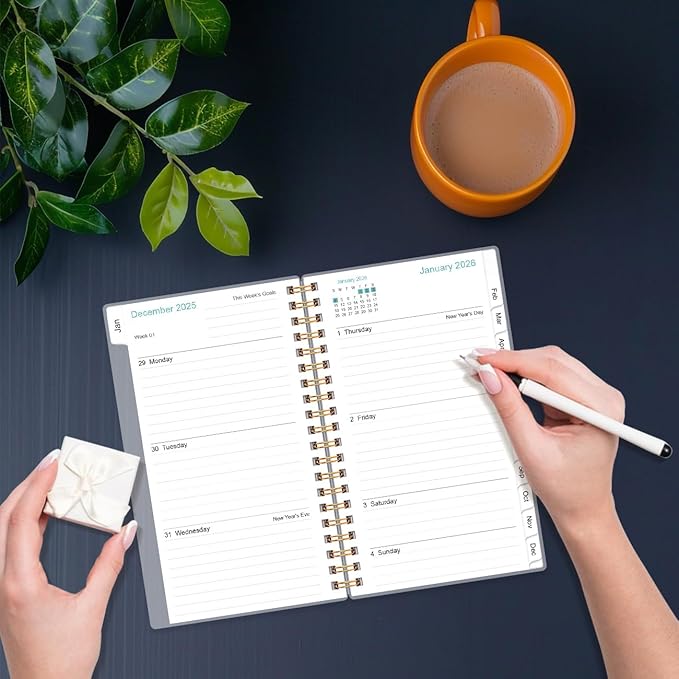 2026 Pocket Planner/Calendar - 2026 Planner from January 2026 - December 2026, Planner 2026 with 12 Tabs, Twin-Wire Binding, Inner Pocket, 3.75" x 6.75", Flower-A