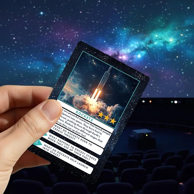 Outer Space Trivia Flash Cards for Kids Ages 3+, Educational Solar System Learning Game, STEM Astronomy Fact Cards in Metal Tin, Screen-Free Travel Toy