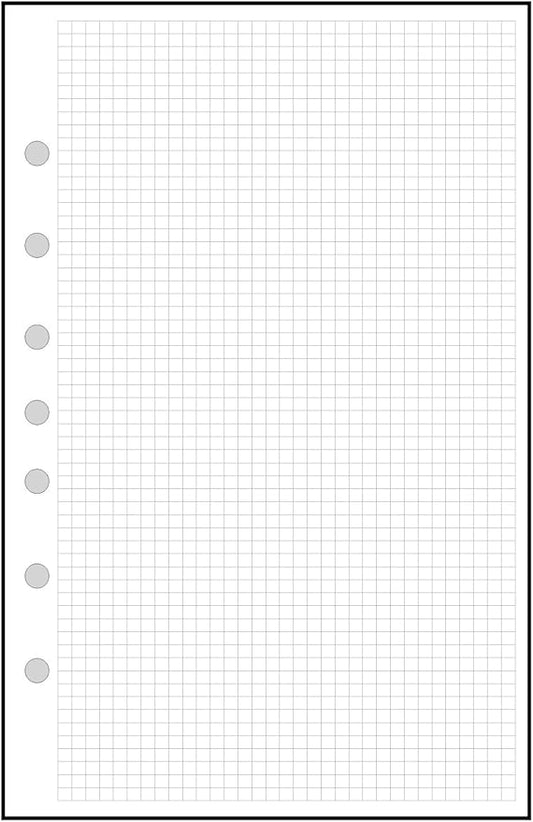 Classic Size Graph Paper Refill, 0.125" (1/8”) Spacing, Sized and Punched with 7 Holes for 7-Ring Notebooks Such as Franklin, etc. (5.5" x 8.5")