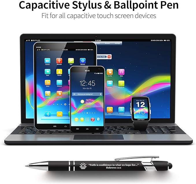 15 Pack Bible Verse Pens, Christian Inspirational Retractable Ballpoint Pens with Religious Scripture Quotes & Symbols, Smooth Writing Black Pens for Church, Gifts for Christians, Multicolor