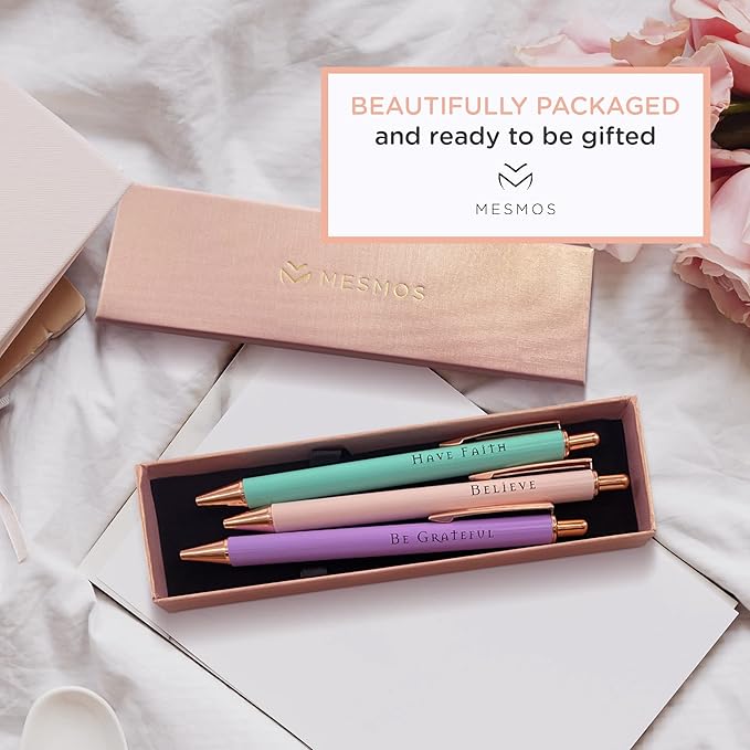 MESMOS Pastel Pens, Christian Gifts, Religious Gifts for Women, Bible No Bleed Through Cool Fancy Pens for Women, Nurse Journaling Cute Luxury Pretty Chic Nice Pen Set