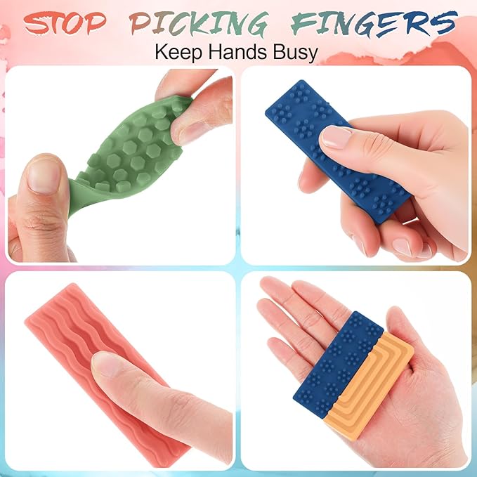 Ireer 6 Pcs Textured Sensory Stickers Silicone Desk Fidget Decals Thick Mental Health Stickers Strips Different Textured Calm Decals Stress Anxiety Relief Items for Adult Autism ADHD Desk Office Gift