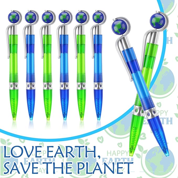 Eaasty 24 Sets Earth Day Gifts Bulk, Retractable Ballpoint Pen Set with Notepad and Ribbon World Earth Day Note Pads Pens Gifts for Office School Home Stationery Classroom Party Favors