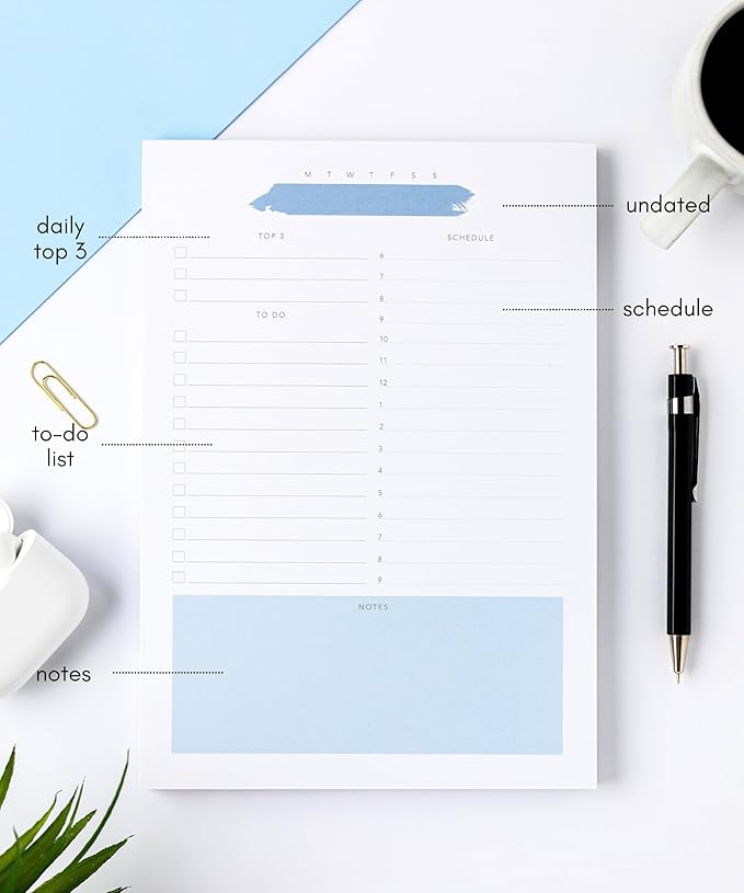 Lamare Daily To Do List Notepad – Daily Planner Undated, Work Planner and Things To Do Notepad for Productivity