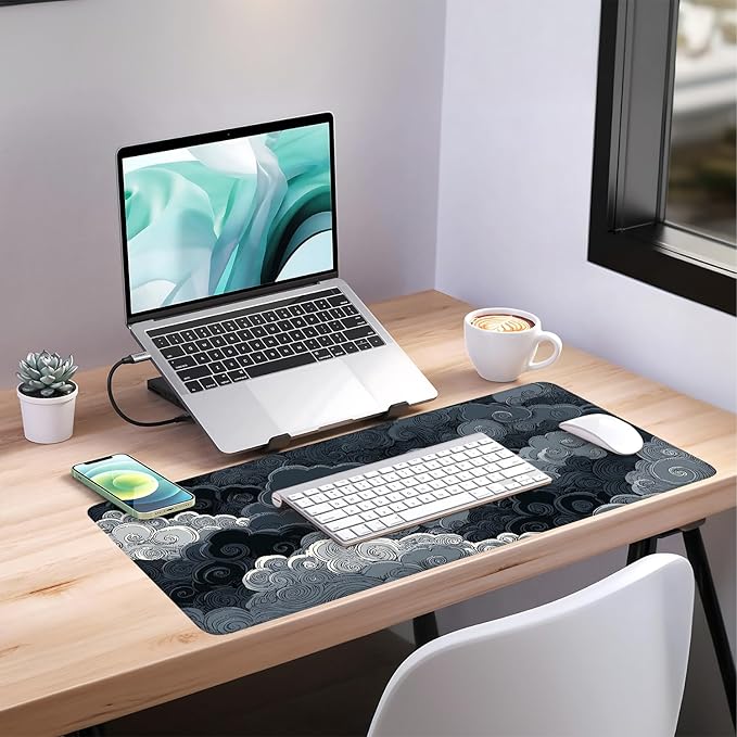 Clouds Extended Gaming Mouse Pad 35.4 x 15.7 Inch – Elegant Desk Mat for Gaming, Office, and Study with Non-Slip Rubber Base