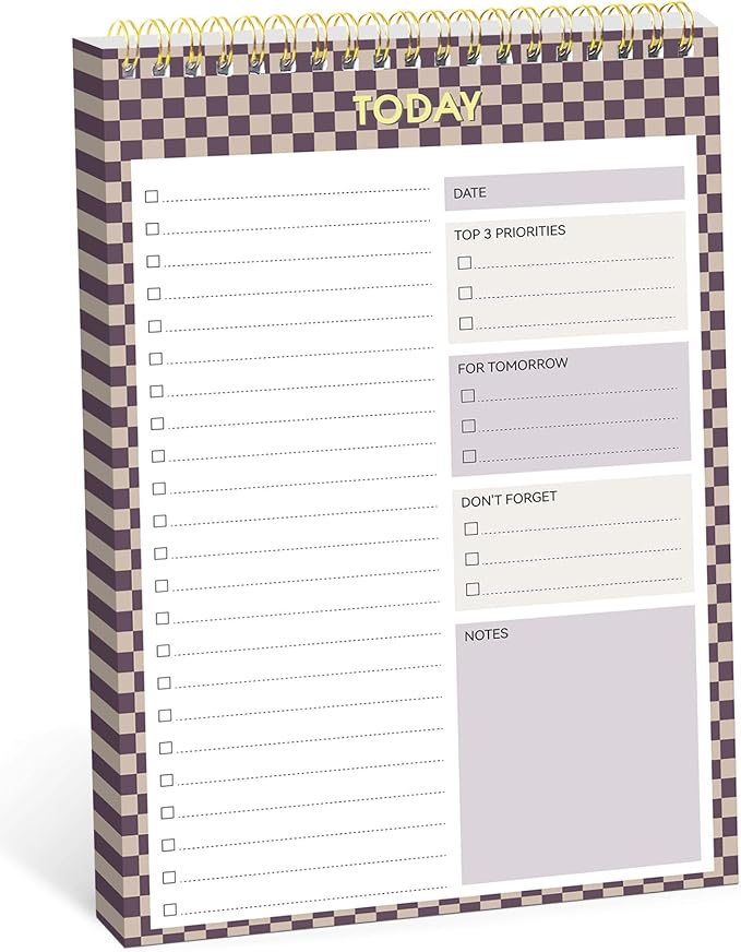 To Do List NotePad, Aesthetic To Do List Notebook for Work With 52 Sheet For Daily Tasks and Goal Setting, Undated Daily Planner Perfect for Office, Home and School Supplies - Lilac Checkered