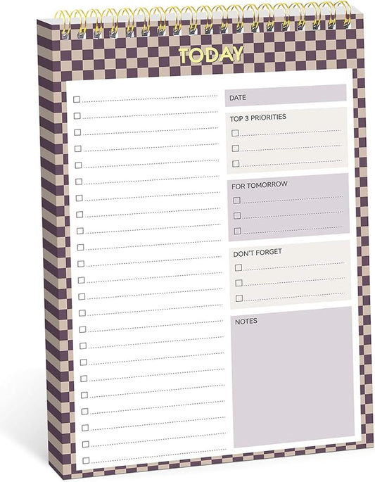 To Do List NotePad, Aesthetic To Do List Notebook for Work With 52 Sheet For Daily Tasks and Goal Setting, Undated Daily Planner Perfect for Office, Home and School Supplies - Lilac Checkered