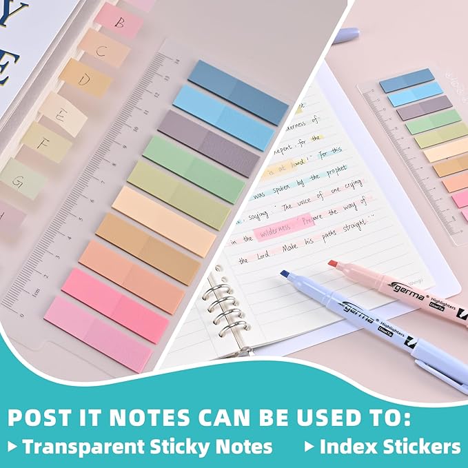 Pastel Highlighters Assorted Colors 16 Pack, 200 transparent sticky tabs, Chisel Tip Cute Aesthetic Highlighters No Bleed, Quick-Drying for Journaling, Bible Study, School Office Supplies