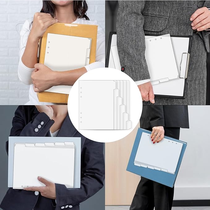 6 Pcs A5 Binder Dividers, 6 Holes Clear Binder Divider Index with Tabs Insertable Plastic Index Divider Sheets 6 Rings Planner Divider Index Page for Binder Notebook Journal Diary Memo Notepad