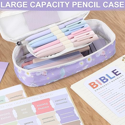 Bible Study Supplies, Bible Journaling Kit, Bible Study Kit for Women, Aesthetic Book Annotation Kit, Bible Study Tools, Christian Gifts for Women, Pencil Case Bible Accessories Set