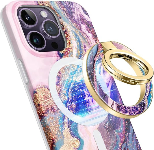 GVIEWIN Magnetic Phone Ring Holder, Compatible with MagSafe Phone Grip with Adjustable Stand, Magnet Phone Ring Kickstand for iPhone 17/16/15/14/13/12 Pro Max Plus Air/Other Phones (Dreamland River)