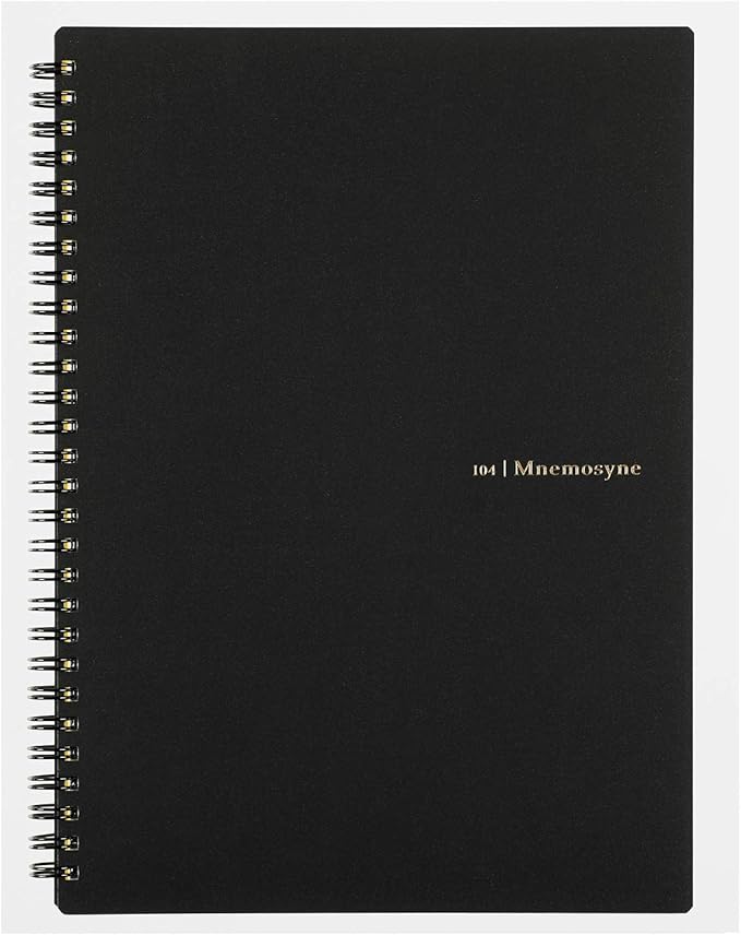 Maruman Mnemosyne Dot Grid Notebook- B5, 9.92" x 7.56", 80 Sheets / 160 Pages, 5mm Dotted Journal, Perforated Pages & Wire-Bound to Lay Flat, Black, Made in Japan