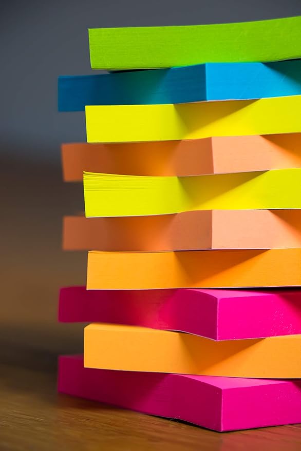 Sticky Notes 3x3 (12 Pads/1200 Sheets) – 2026 Improved Adhesive, Super Sticky & Bright Neon Colors – 1200 Sheets – Ideal for School, Office & Desk Supplies