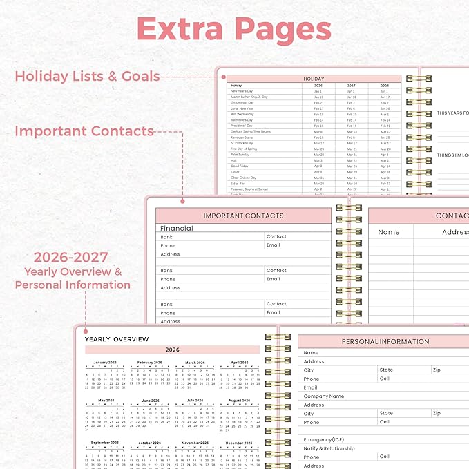 Oucaru Undated Weekly Planner, A5 To Do List Notebook with Goal & Habit Tracker Organizer, 52 Weekly Planner Notebook with Spiral Binding for Office Home School Supplies