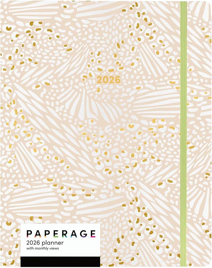 PAPERAGE 2026 Monthly Planner, 12 Months (January 2026 - December 2026), 8 in x 10 in, 2026 Planner with Large Monthly Spreads & Calendar Views, Note Pages, To Do Lists & Trackers, – Golden Safari