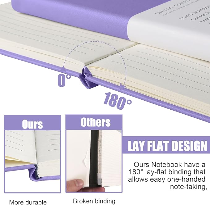 Lined Journal Notebook – Hardcover Notebook for Men & Women – Journals for Writing, Work, School, Home & Daily Notes, 160 Pages – Medium A5, 5.7"x8", 100 gsm Thick Paper (Mauve)