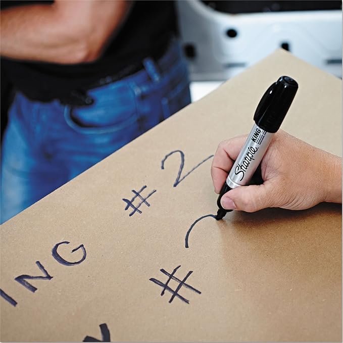 Sharpie King Size Permanent Marker Large Chisel Tip Great for Poster Boards Black 4 Count