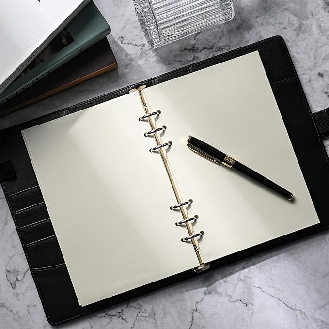 A5 Refillable Paper, A5 Blank Refill Paper, A5 Binder Refills for 6-Ring Binders Planner Traveller Journal Notebook Dairy,Filler Paper Insert, 80 Sheets 160 Pages, Blank