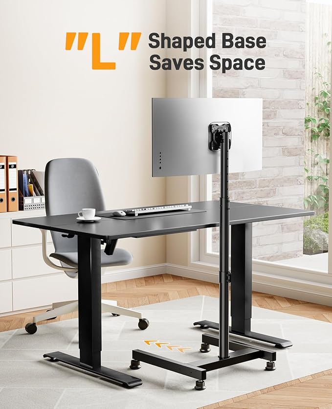Perlegear Floor TV Stand with Mount for 26-50 inch TVs up to 55 lbs, TV Floor Stand with Rotation, Tilt, Level, Height Adjustable TV Stand for Bedroom/Living Room, Max VESA 300x300mm, PGFS12