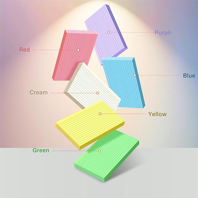 Colored Index Cards 5x8, 120 Count, 6 Color Large Index Cards Ruled, Flash Cards for Studying, large note cards 5x8 for Studying, Recipes, Memo Cards, Office Supply, DIY, Presentation