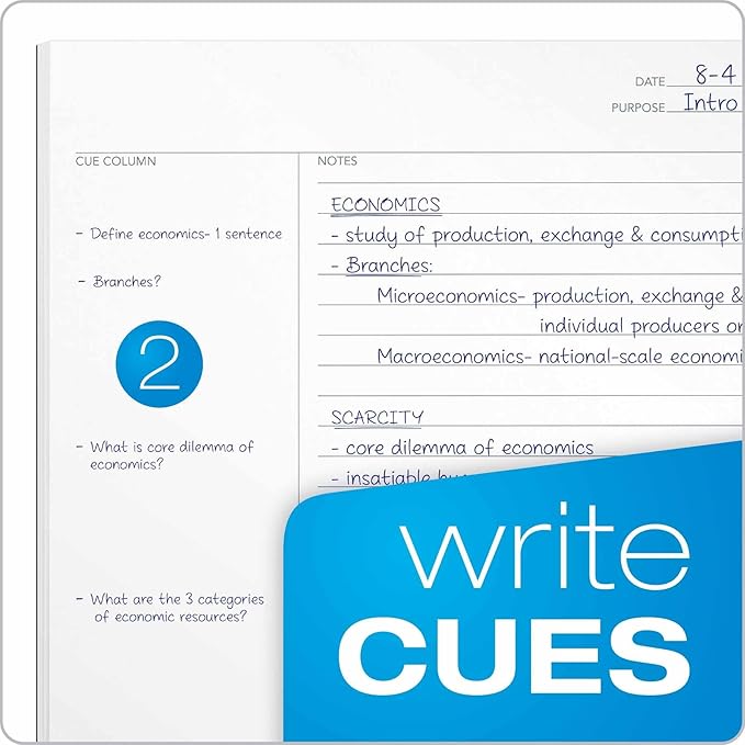 Oxford FocusNotes Writing Pad, Clear Note-Taking System, 8.5 x 11 Sheets, Guided Note, Cue & Summary Sections, 50 Sheets, Professional School and Office Notepad, Proudly Made in the USA