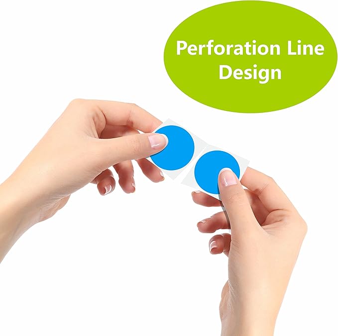 1500 PCS Blue Round Color Coding Circle Dots Inventory Stickers Labels with Perforation Line in Roll (Each Measures 1" in Diameter)