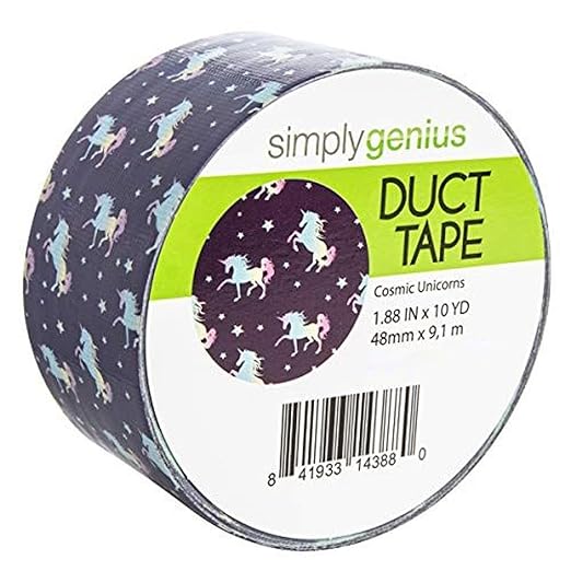 Simply Genius Heavy Duty Duct Tape - 1 Roll, 1.8 in x 10 yd, Cosmic Unicorns - Decorative Waterproof Colored Tape for Scrapbook Supplies & DIY