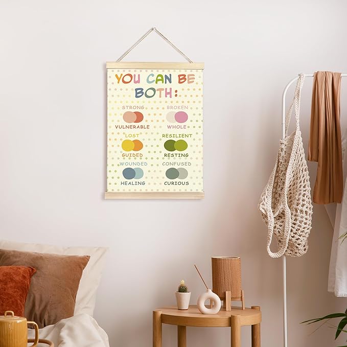 CGBHW Mental Health Poster Hanger Frame 12x16 for Kids, Positive Affirmations Posters Wall Art Hanging Decor for Counselling Therapy Office Classroom Nursery Bedroom, Inspirational Wall Decor