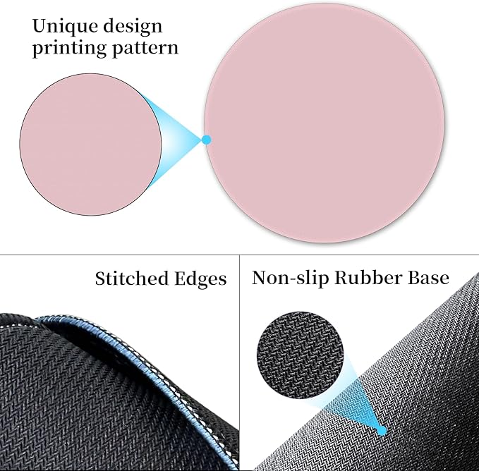 Mouse Pad for Desk, Small Cute Mousepad with Non-Slip Base, Round Mouse Pads for Wireless Mouse Laptop Gaming, Computer Mouse Mat for Women Home Office Travel Desk Accessories