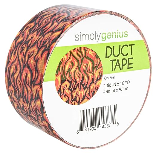 Simply Genius 1 Pack Art & Craft Duct Tape, 1.8 in x 10 Yards – Craft Supplies for Kids & Adults, Colorful Tape for DIY & Home Improvement, On Fire